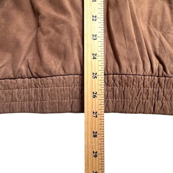 VTG 80s Roundtree & Yorke Leather Bomber Jacket Mens sz L Brown Indie Western - Picture 5 of 9